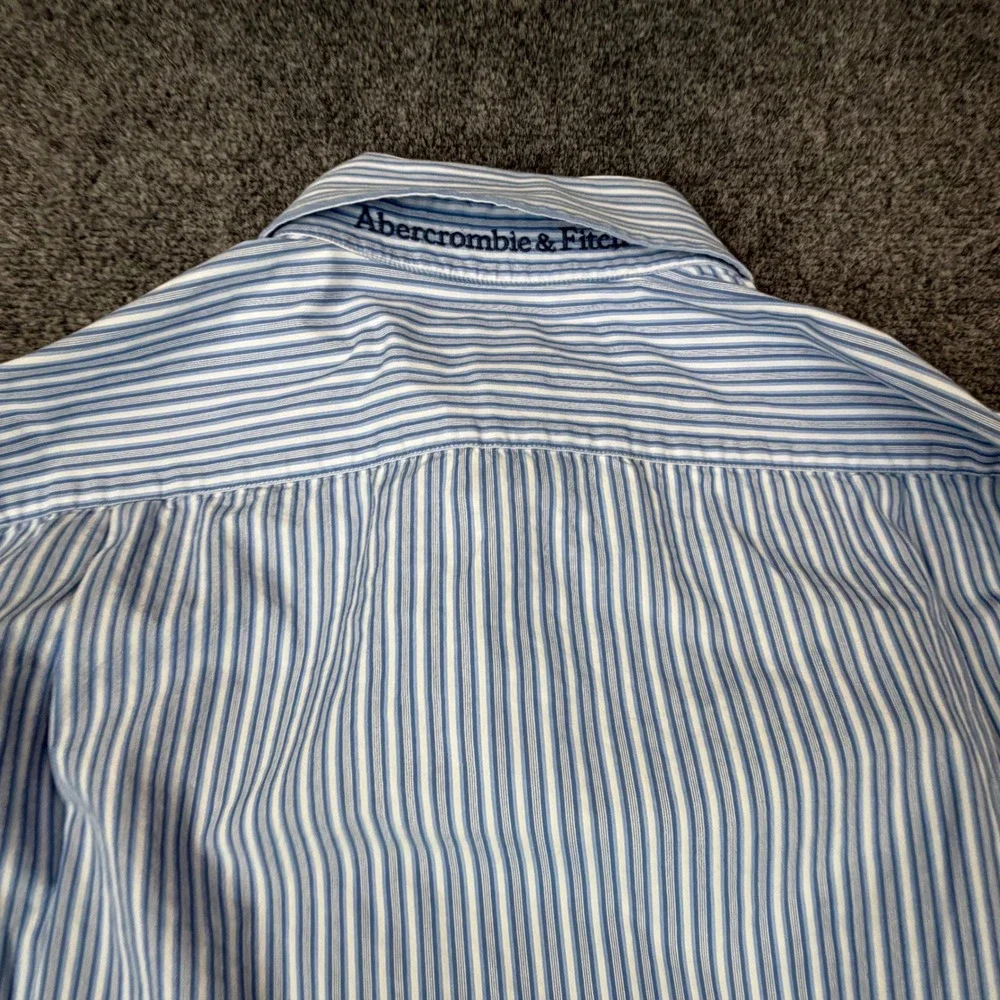 VTG Abercrombie & Fitch Men Large Muscle Fit Stripe Button Down Shirt Blue White
